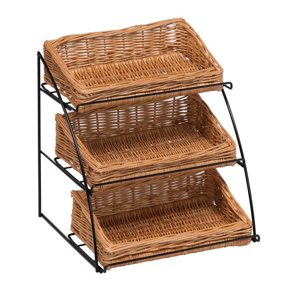 Three Tier Wicker Basket Stand Countertop 3 Tier Wicker Baskets