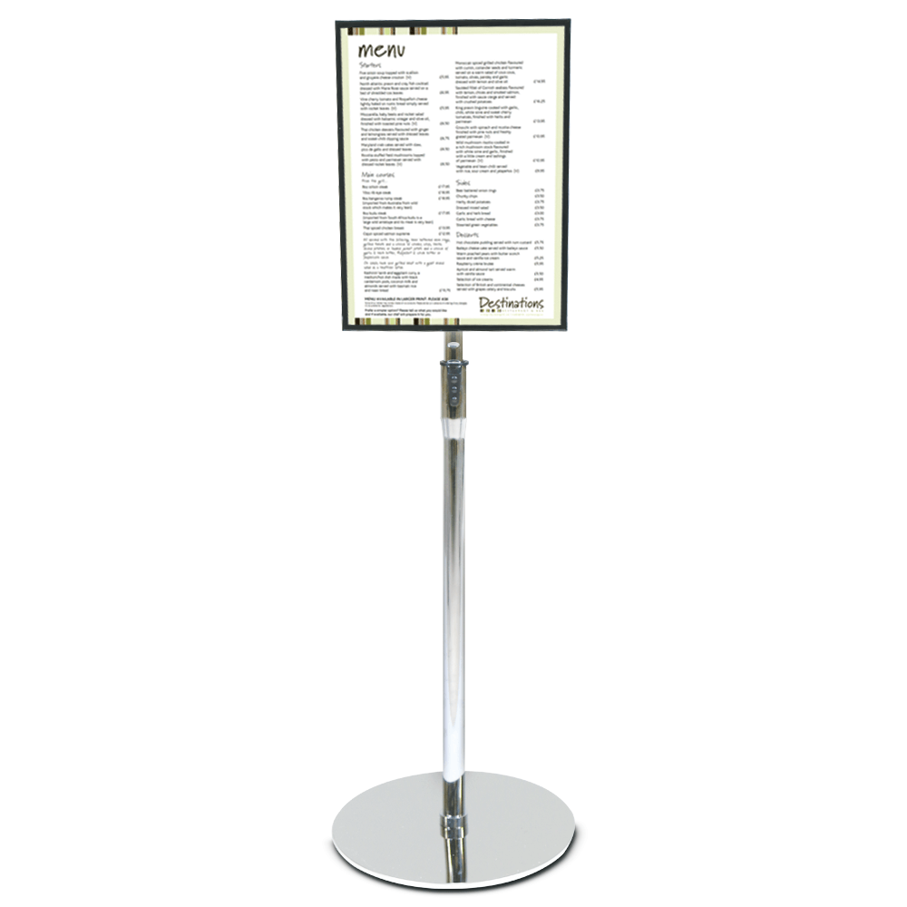 Chrome And Acrylic Floor Standing Poster Holder In A And A