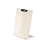 A5 Ivory Wooden Menu Display Stand with Bulldog Clip