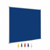 120cm x 90cm Blue Felt Aluminium Notice Board with Pins