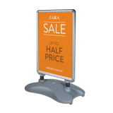 A1 Silver Water Base Pavement Sign with Printed Posters