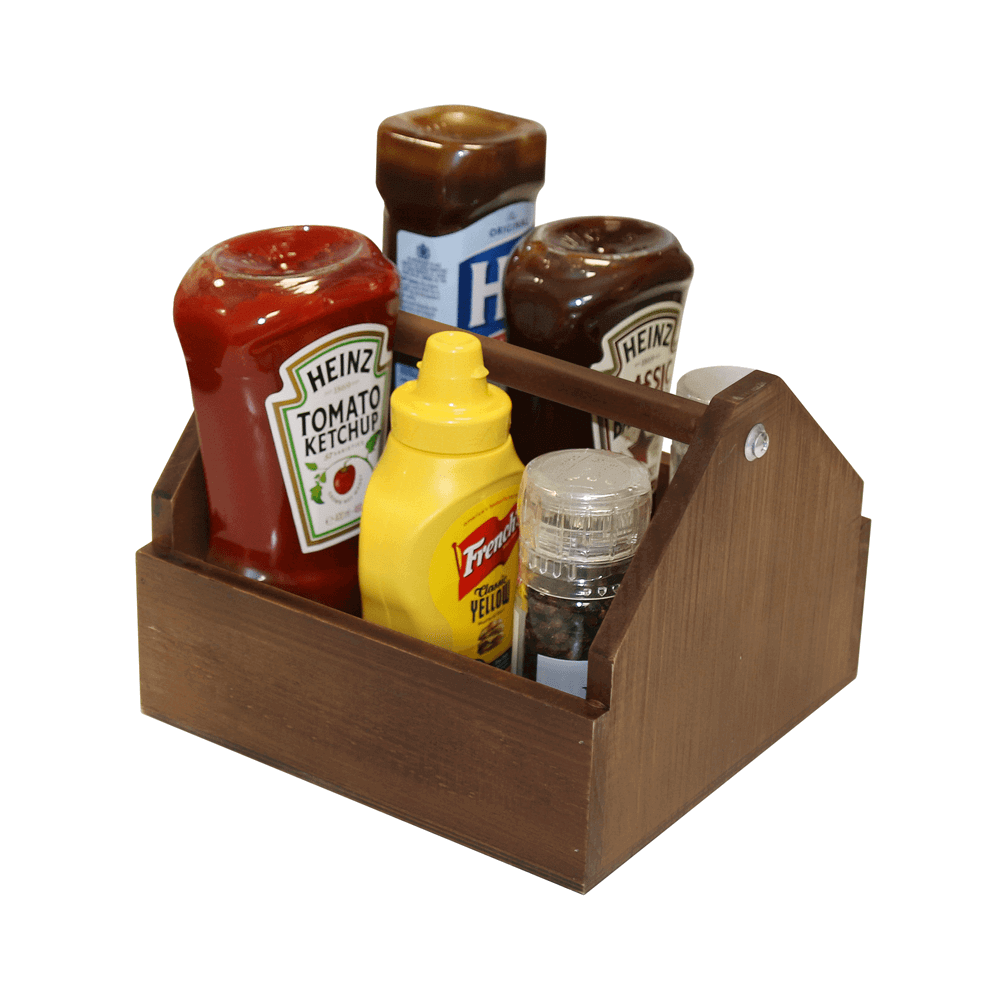 Wooden Condiment Holder | Condiment Caddy For Hospitality