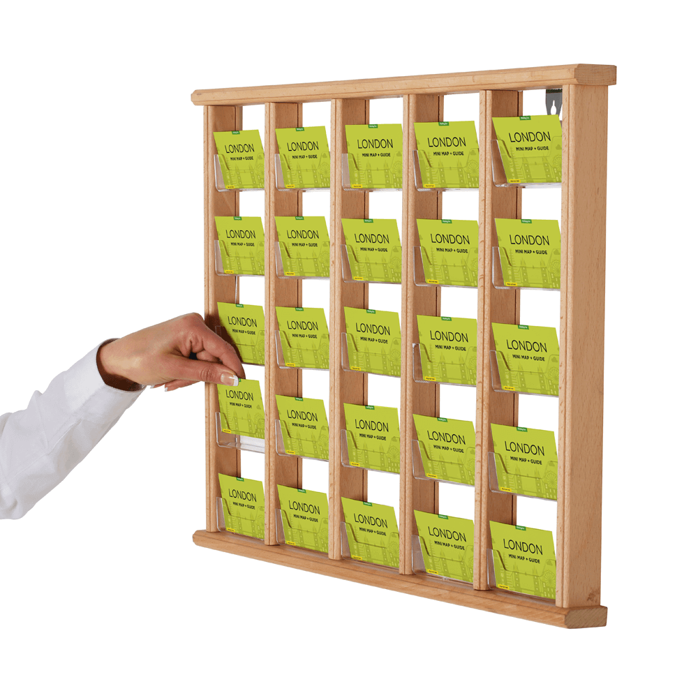 Wall Mounted Card Holder Rack Wooden Leaflet Display