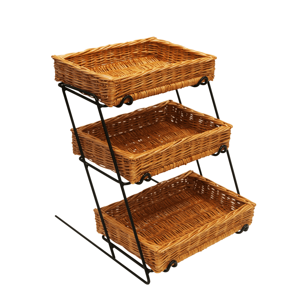 3 Tier Wicker Basket Stand | Tiered Wicker Baskets