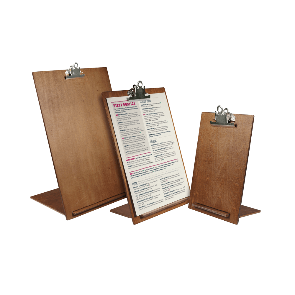 Wooden Menu Holder with Metal Clip Sign Holders