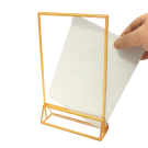 These acrylic gold frames make it easy to change your signs