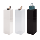 Display plinth available as a clear, black or white display pedestal