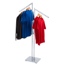 Sloped clothes rail stand for displaying garments