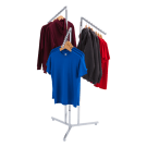 Clothing display stand with sloping arms