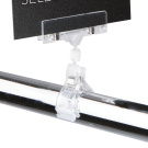 Ticket clip clamp attached to a pole up to 30mm thick for price displays