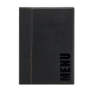 Modern menu covers with a textured faux leather finish