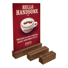 Wooden block menu holders available in three sizes