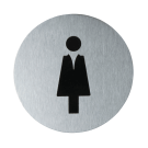 Ladies' toilet sign in brushed stainless steel