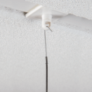 Extendable hooks attach directly to ceiling buttons