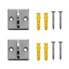 Pack of 2 wall fixing brackets aka silver eye plates supplied with fixings