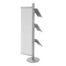 Banner display stand with integrated brochure display shelves
