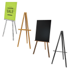 Freestanding Wooden Easels with Foamex and chalkboard panels