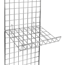 Inclined wire gridwall shelves