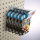 The overarm ticket holder can be used with our pegboard hooks (not included)