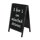 Use the A1 Black Chalkboard with Wood A Frame for double sided messaging