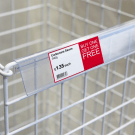 Data strip for glass display fronts and wire baskets