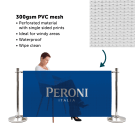 The PVC mesh banners are waterproof and wind-resistant