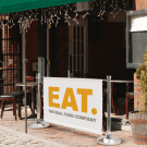 Cafe Barrier Kits with printed cafe banners and black or chrome poles