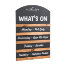 A sliding chalkboard makes a great specials board or events guide