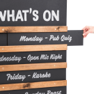 A pub chalkboard display is easy to update, great for changeable menu boards