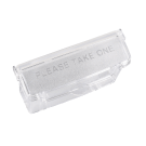 Auto shut lid marked with 'please take one'