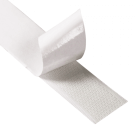 Hook loop tape roll with adhesive backing