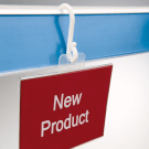 Plastic hooks for hanging clip strips from shelf edges