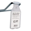 Clear pocket swing tags for use with merchandising hooks