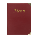 This traditional menu folder has a wipe clean PVC finish