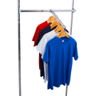 Waterfall arm for displaying clothing from back bars