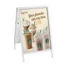 White sandwich board available with printed posters