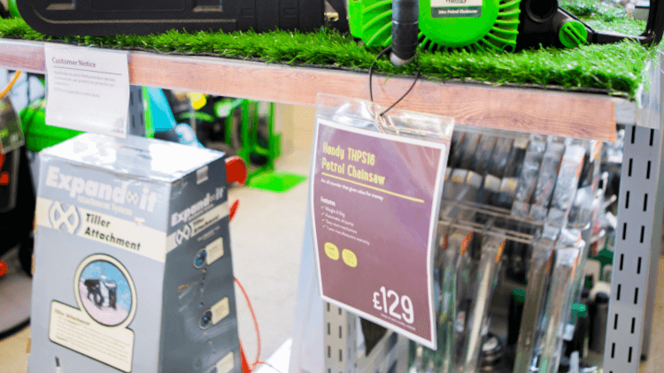 a board in a garden centre