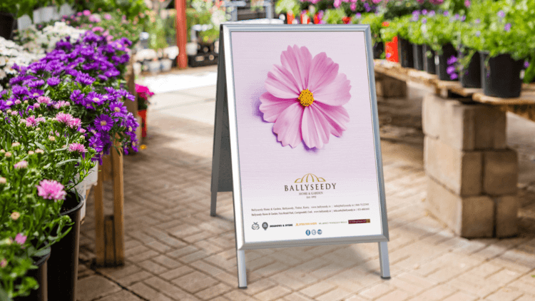 a board in a garden centre