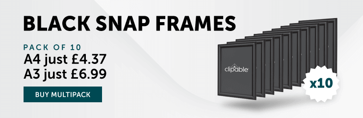 multipack of 10 black a4 snap frames